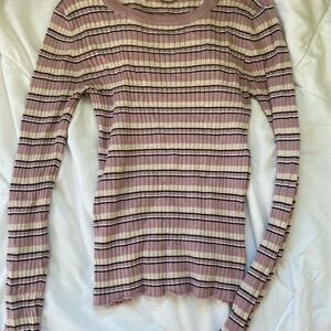 Striped Pink and Cream Women's Top
